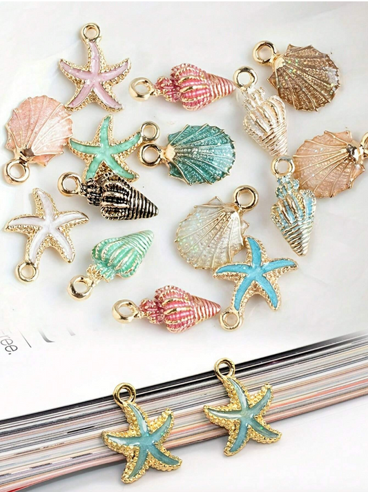 10 Colorful Starfish and Shells