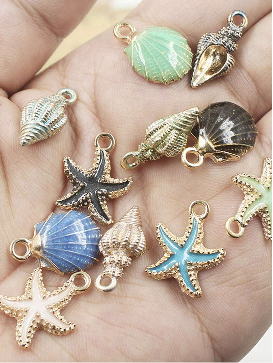 10 Colorful Starfish and Shells