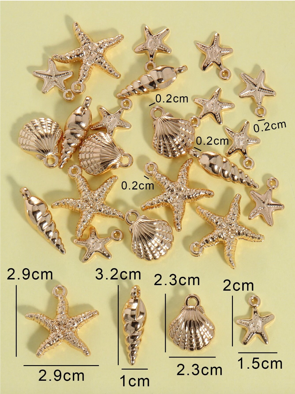 25 Pendentifs Étoile de Mer et Coquillages