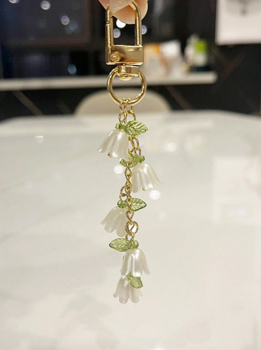 Orchid charm keychain